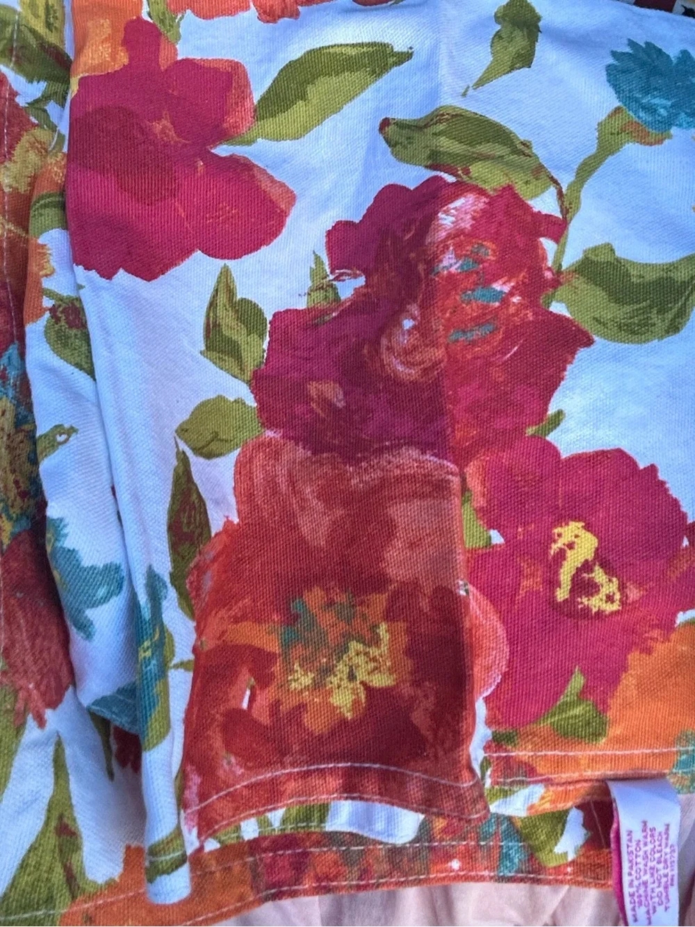 Isaac Mizrahi poppy Floral Cloth Napkins 4 20”